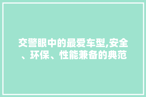 交警眼中的最爱车型,安全、环保、性能兼备的典范