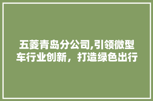 五菱青岛分公司,引领微型车行业创新，打造绿色出行新标杆